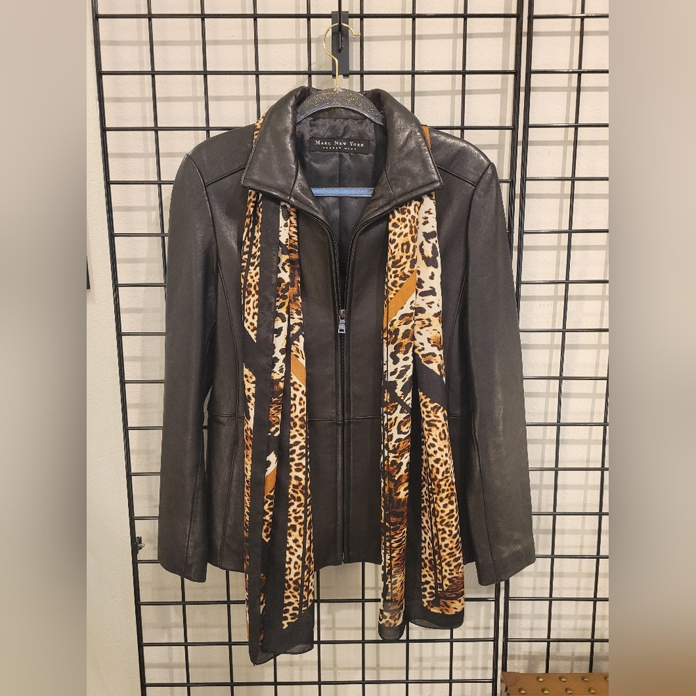 Mark New York Andrew Marc Black Leather Jacket M Ultra Soft Exc Retro Luxury Y2K